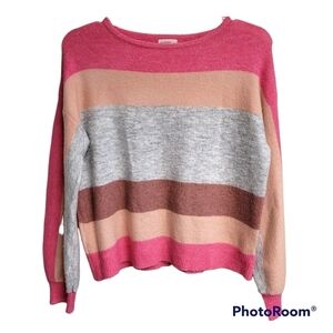 ANDTHEWHY Pink‎ And Grey Color Block Sweater Size S/M